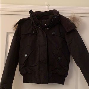 Fur trim bomber jacket